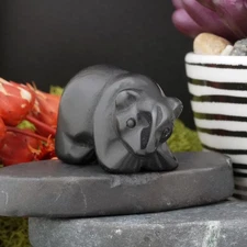 Obsidian Bear Crystal Figurine Spiritual Protection Decor Gift Grounding Stone