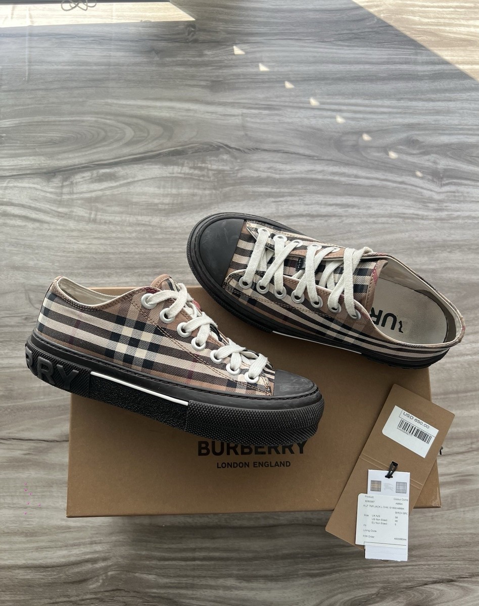$650 Burberry Check Low Canvas Sneaker Size 6 Women's (EU 36) | eBay