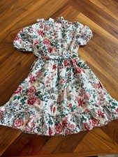 Janie and Jack floral dress features a ruffle neck and puff sleeves NWT 8 