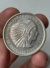 Vintage 1 Oz Silver Trade Unit Round Indian Chief And Eagle USA