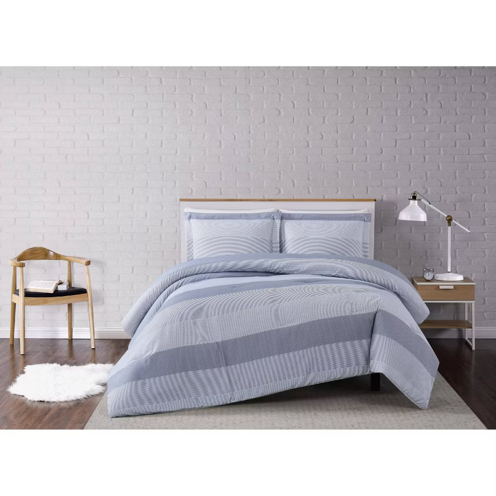 Twin XL 2pc Multi Stripe Quilt Set Gray - Truly Soft