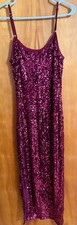 Women's Size 6 Grace Karin Burgundy Maxi-Length Sequin Bodycon Dress Lined