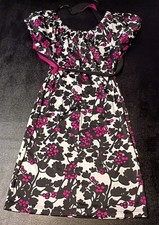 Vtg Women's Summer Jonathan Martin Dress Polyester/Spandex Black/Fuchsia Size 10