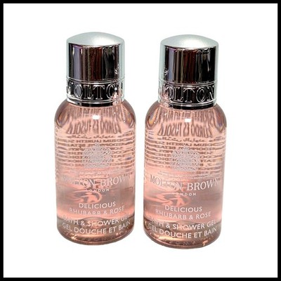 Molton Brown Delicious Rhubarb & Rose Bath Shower Gel 2x 30ml 1oz Travel Size