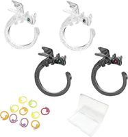 HäKel ZubehöR Verstellbarer Strickring Finger FüR Zwei FäDen, HäKelring Und HäKe