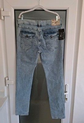 True Religion Rocco Flap Relaxed Skinny Fit Mens Stretch Blue Jeans - W36 L34