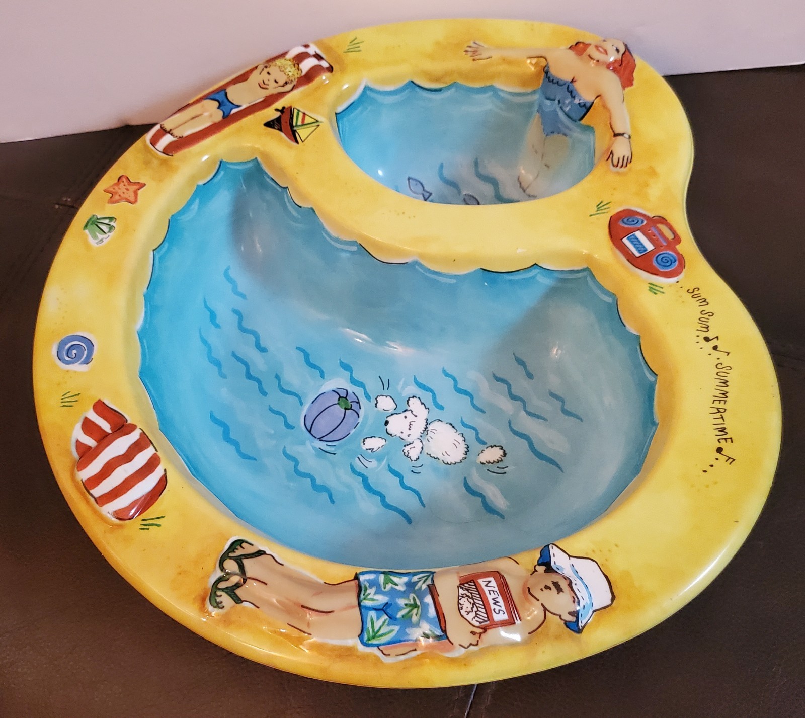 Vintage Plastic CHIP AND DIP Bowl Swimming Pool/Hot Tub Party Platter Tray