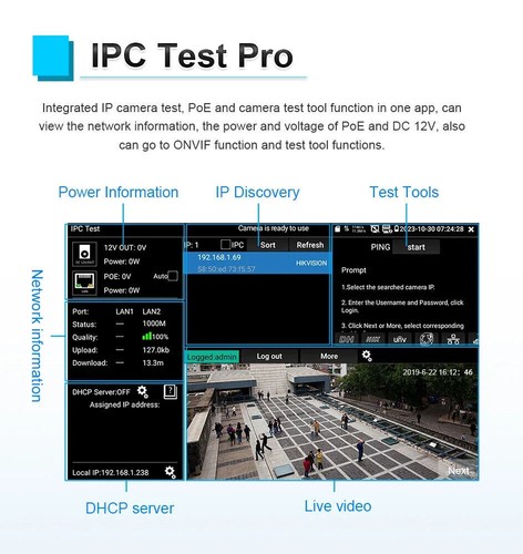 8" 4K H.265 IP 8MP IPC AHD/TVI/CVI CCTV Camera Tester Monitor HDMI & VGA Input - Picture 3 of 8