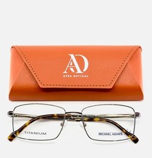 NEW MICHAEL ADAMS MA-631T YG BRN Gold Brown Rectangle Eyeglasses 55-17-145 B:37