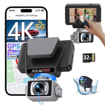 5G WiFi Dash Cam Front and Rear, UHD 4K+1080P, GPS Dashcam with ADA... Fast Ship