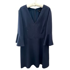 BANANA REPUBLIC | Navy Blue V-Neck Bell Sleeve Sheath Dress | Size 14