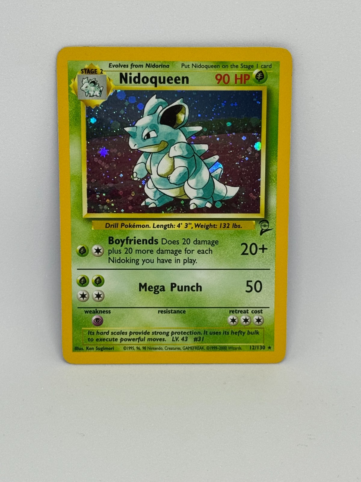 Pokemon Card Nidoqueen 12/130 Base Set 2 HOLO RARE - LP