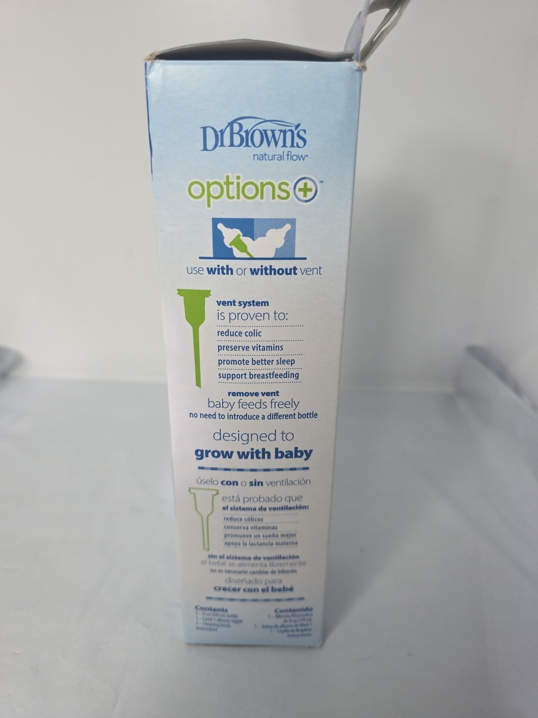 Dr. Brown's Natural Flow Baby Bottle anti-colic narrow 8 oz level 1 nipple.