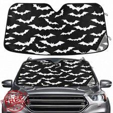 White Bats Black Windshield Sun Shade 55"x28" Car SUV