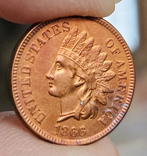 1866 Indian Head Cent Penny, Uncirculated.
