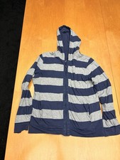 BOSS Orange Mens M Blue/Gray Striped Full Zip...