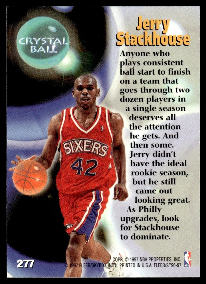 1997-98 FLEER CRYSTAL BALL JERRY STACKHOUSE - Image 2 of 2