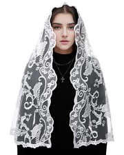 Mantveil Lace Mantilla Chapel Veil: Long D Shaped White 57 22 inches,