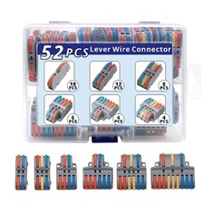 52 Pcs Wire Connectors Kit 28-12AWG Quick Connect Lever Wire Connectors, Mult...