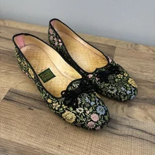 Daniel Green Floral Brocade Granny Core Slippers Vintage 6.5