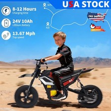 24V Electric Dirt Bike 12" Fat Tire 350W Electric Motorcycle 14MPH for Teens