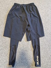 Skins Compression Leggings With Attached Overshirts Black Size Large Vgc