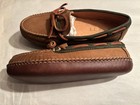 Womens Moccasins LL Bean Size 7M Brown/Green Leather Slip on New in Box — photo 5