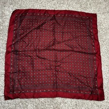 Vintage 100 Silk Pocket Square Red Paisley Geometric 18x18 Made Italy Mens