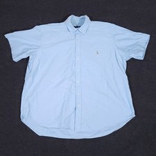 Polo Ralph Lauren Oxford Button Down Shirt Men 2XB Blue Short Sleeve Flesh Pony