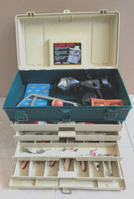 Vintage Plano 5757 Fishing Tackle Box 4 Drawer with Tackle Vintage Lures
