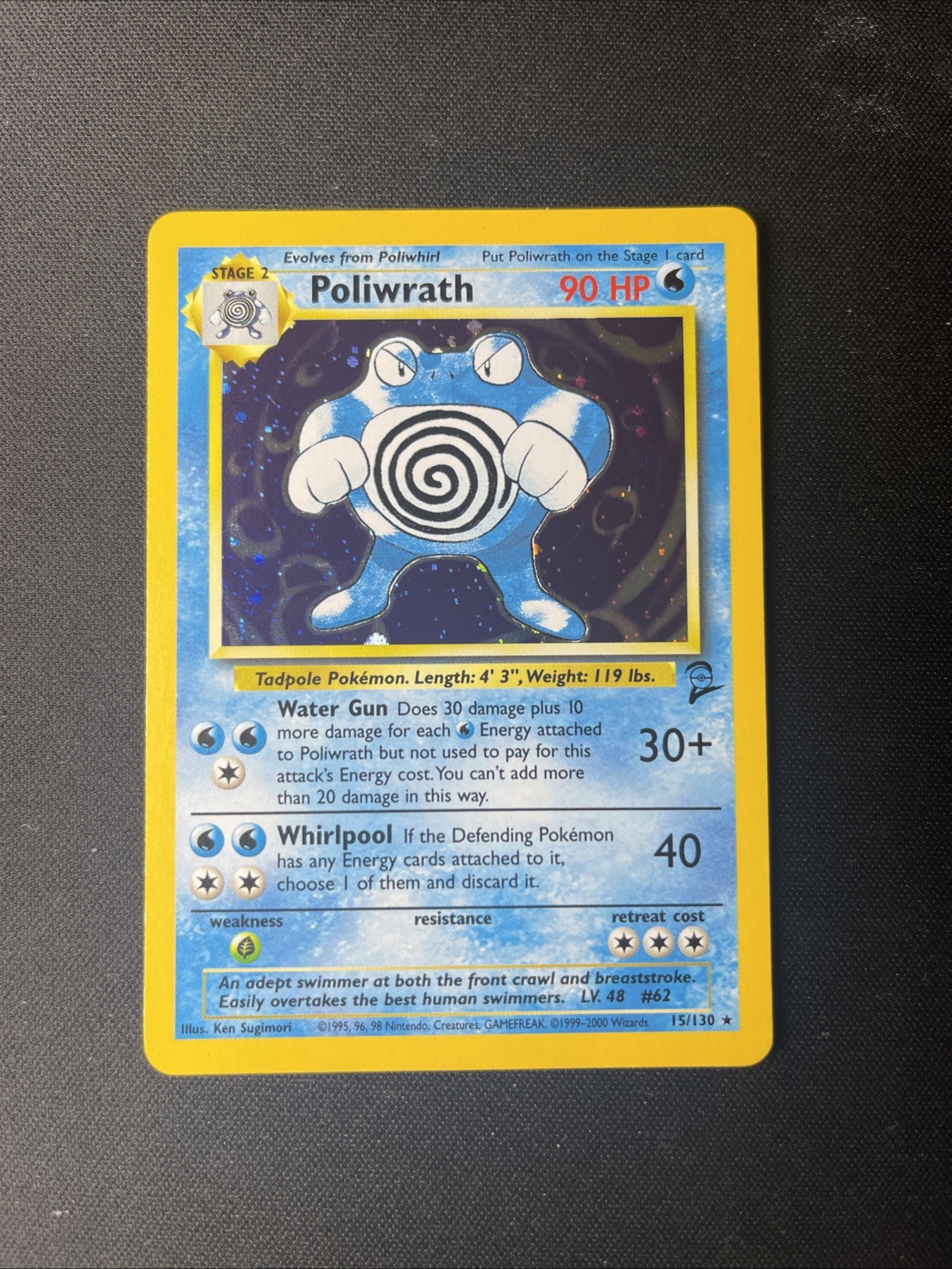 Pokémon TCG Poliwrath 15/130 Base Set 2 Holo Rare Vintage