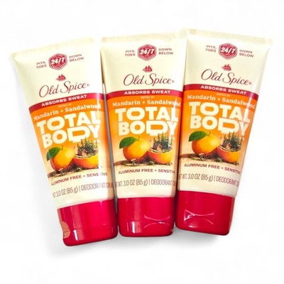 3x Old Spice Total Body Mandarin Sandalwood Sensitive Cream Deodorant 3oz EACH