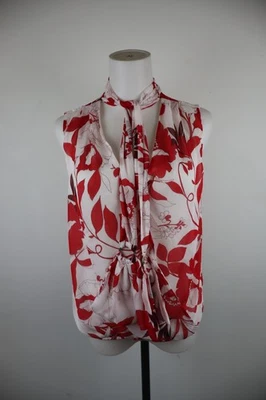 GUESS Damen T-Shirt L Regular Vintage Weiß Rot Viskose Polyester Logo Crop Top - Bild 1 von 4