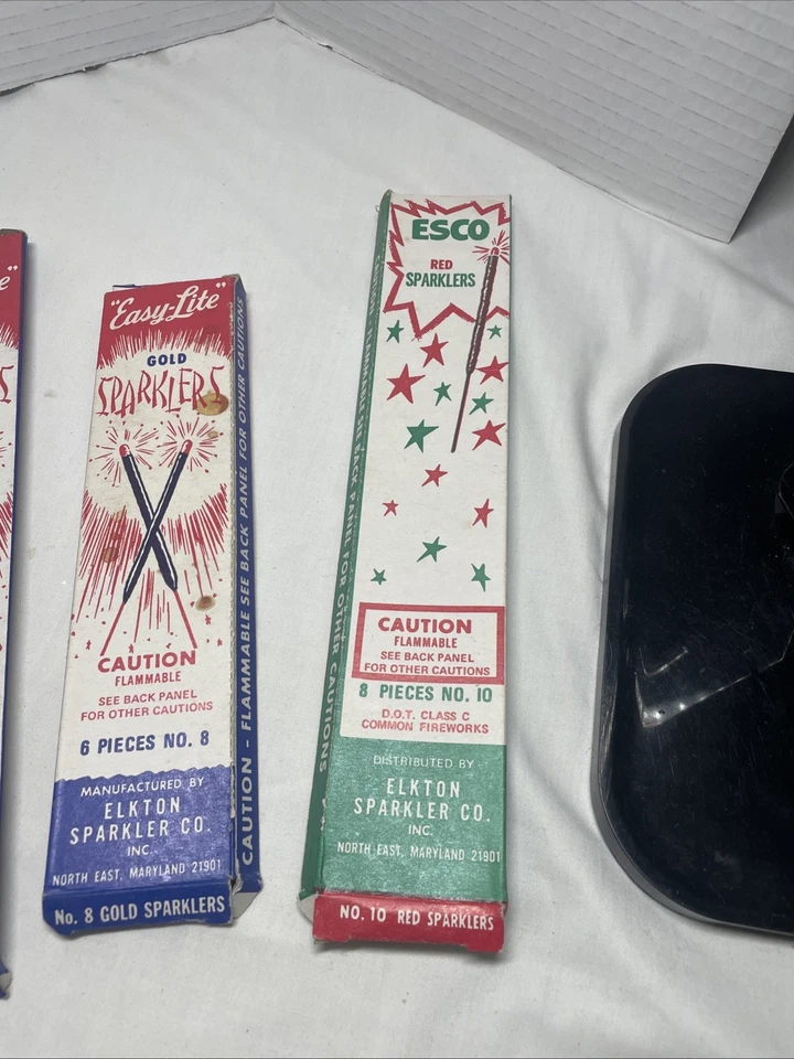 Vtg 5 Sparkler Boxes Only Elkton Easy Lite Esco Gold Red Green July 4th Firework - Image 2 of 4