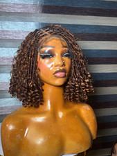 Curly Braided Lace Front Wig Dark/Light Brown Free-Part Women Synthetic