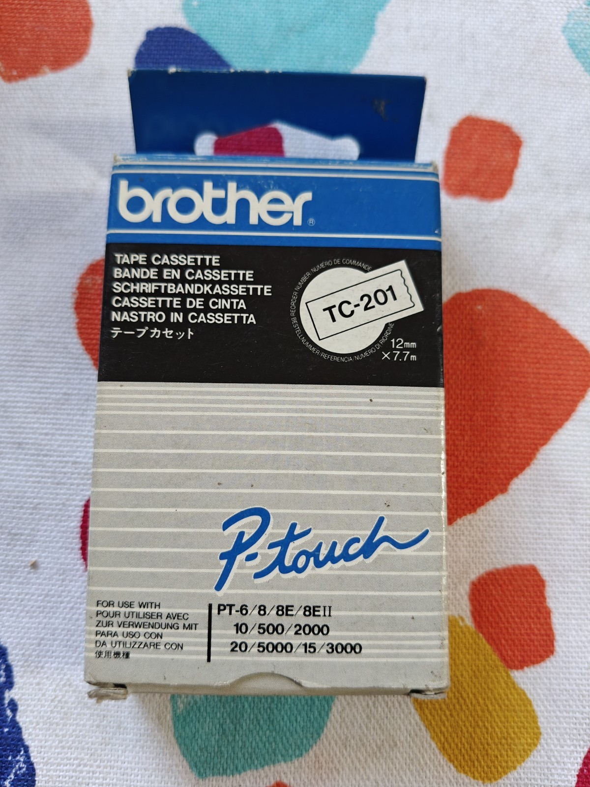 Brother TC-202 12mm Black On Clear Tape Cassette for P-Touch Unused