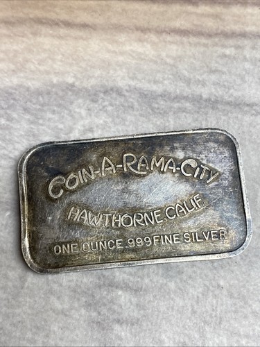 Moneda-A-Rama City Hawthorne 1973 aprox. 1 oz. Barra de plata fina .999 vintage - Imagen 2 de 2