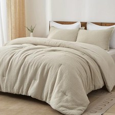 3 Pieces Waffle Weave Comforter Set Size, Lightweight Breathable King Linen