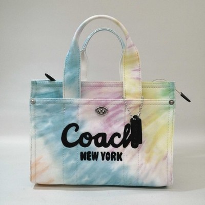 Coach Cargo Tote 26 Rainbow Tie Dye Canvas 2Way Shoulder Tote Bag CU129 w/Strap