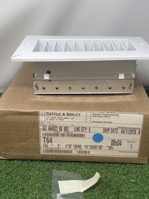 Tuttle & Bailey T64 8x4 HVAC Supply Air Register Vent White New in Box
