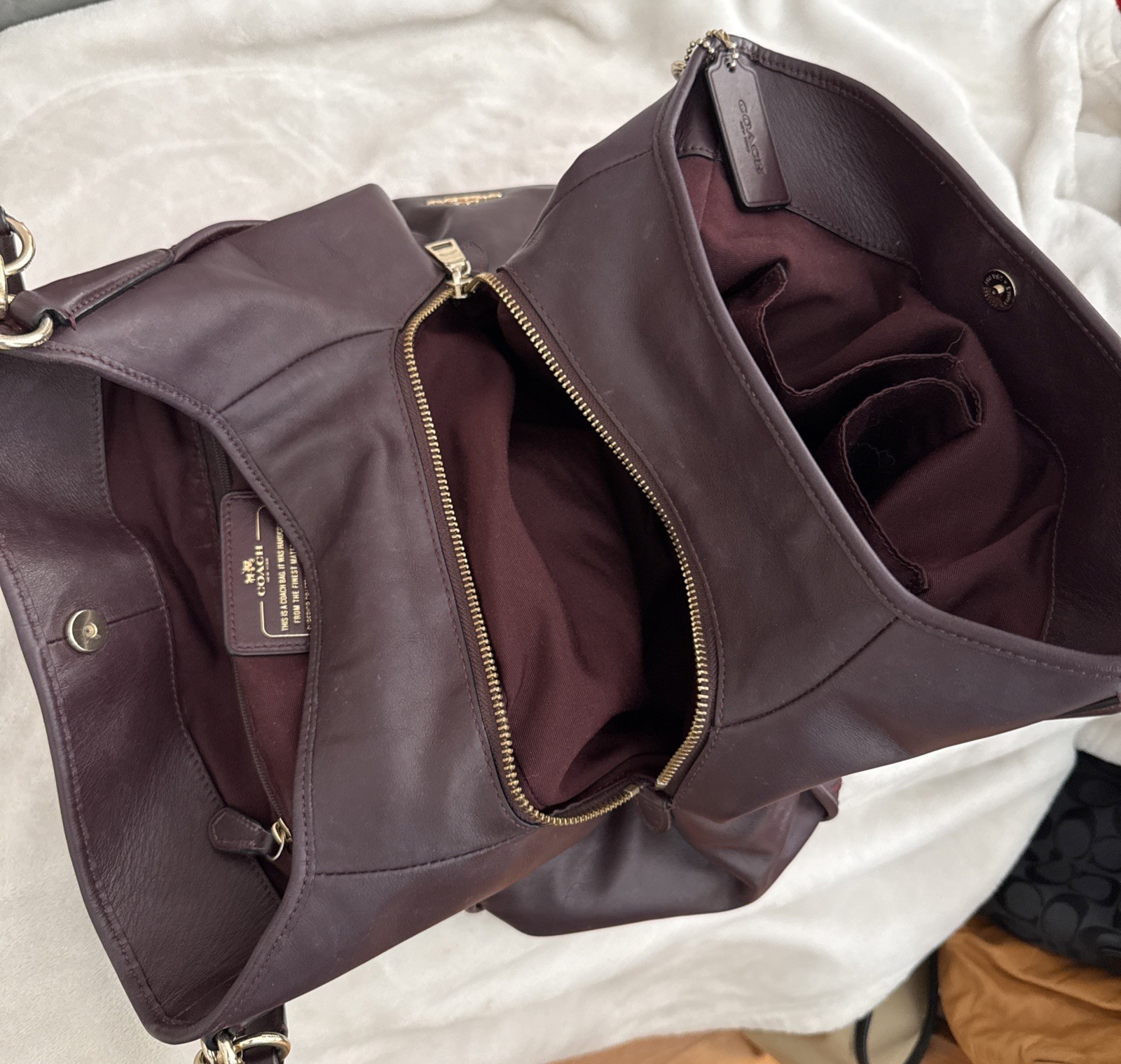 Coach Phoebe Metallic Patchwork Shoulder Bag Burg… - image 9