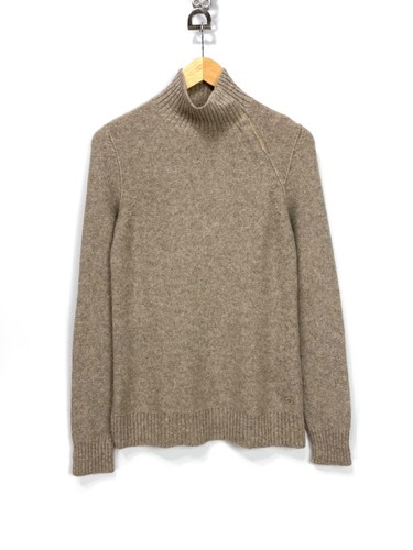 Loro Piana Sweater Women's Beige 100% Cashmere Suede Elbow Patches, Size 42 IT
