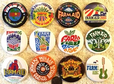 Farm Aid PIN BUTTON LOT Prt 1 Willie Nelson Neil Young Christmas Gift Cyber Sale