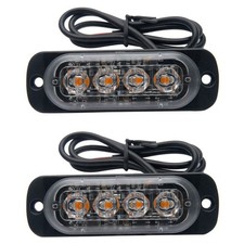 2x4led Red Car Truck Emergency Beacon Warning Hazard Flash Strobe Light Bar 12v
