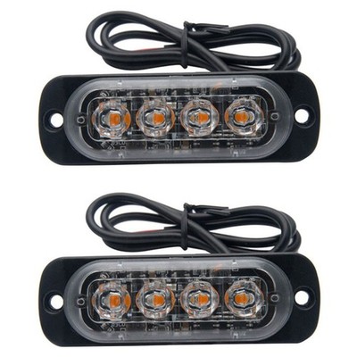2x4LED Red Car Truck Emergency Beacon Warning Hazard Flash Strobe Light Bar 12V