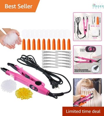 Hair Extensions Iron Fusion Keratin Heat Tool Pink Hair Clip Glue Kit