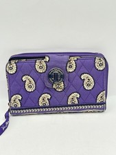 Vera Bradley Quilted Floral Turn-Lock Wallet Purple Paisley