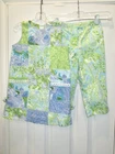 Lilly Pulitzer 5 Patchwork Dress + Matching Pants Girls Green Blue 2 Pc Set
