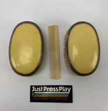 Vintage German Silver Celluloid Vanity Set w/ 2 Clothes Brushes and Comb