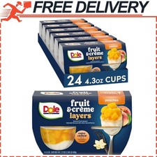 Dole Fruit Bowls Peaches Cr me Layers Snacks, Gluten Free, 4.3oz, 24 Cups